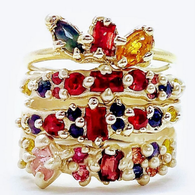  Sapphire & Ruby Rings. Wear Stacked or Solo!   